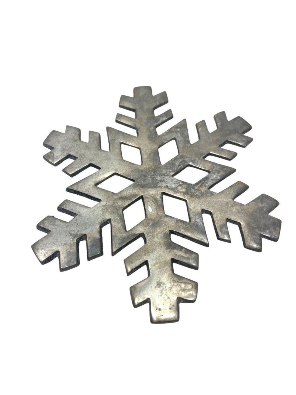Metal Snowflake Trivet Rustic Silver Finish Decorative Tableware 7 Inches 3n - Picture 3 of 5